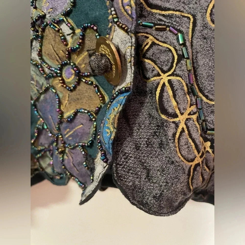 Effeci Authentic Vintage Beaded Vest Size Large. Vintage Gold! - Picture 10 of 10